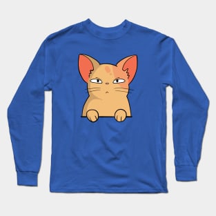 Cute Chubby Suspicious Cat Drawing Illustration Long Sleeve T-Shirt